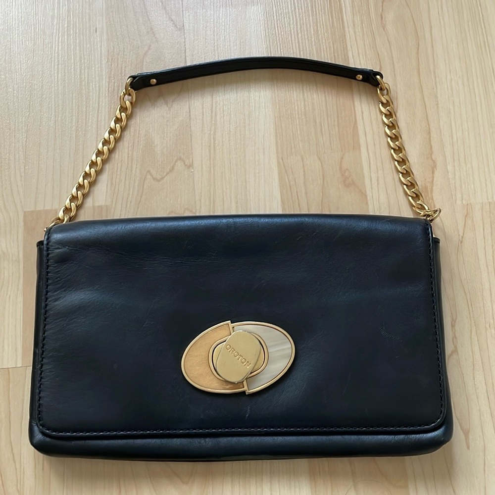 OROTON black leather clutch shoulder bag